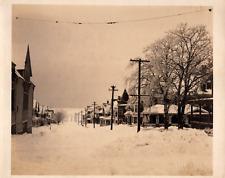 VINTAGE OLD AMERICAN TOWN METHODIST CHURCH SNOWY DAY 1930s E P M Photo Y 414 picture