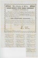Bellefontaine and Indiana Rail Road Co. - 1851 dated 7% $100 Railway Bond - Very picture