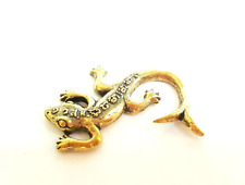 Gecko Lizard Two Tails Statue Magic Thailand Amulet Yant Gamble Win Brass Tiny picture