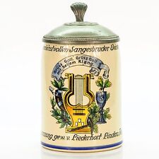 Antique Lidded Mug German Beer Stein - Student Trophy Music Academy circa 1900's picture