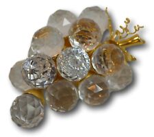 Swarovski Crystal Sparkling Grape Cluster Rhodium Plated Gold Leaves Figurine picture
