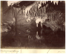 Australia, Jenolan Caves, Underground River Albumen Vintage Print, Print picture