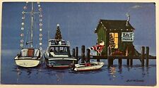 VINTAGE NAUTICAL SANTA GREETING CARD RALPH MCCONNELL CALIFORNIA ARTISTS #2713 picture