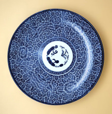 Antique Japanese Imari 19th C Edo Period Blue & White Serving Plate Dish 11.25