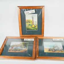 Bundle 3 x Vintage John Deere Tractor Scenes  9x11 Wood Frame Sealed Made in USA picture