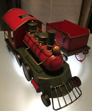 Debi Lilly Merrytown Christmas Metal Train Red Green Metal Decor LG. picture