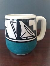 UTE MTN POTTERY Mug Hand Painted Hard Edge Abstract Chunky Large Capacity 32 Oz picture