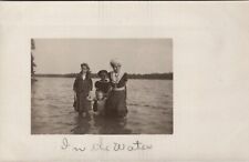 RPPC Edwardian Children Bathing in Lake c1905 Postcard B30 picture