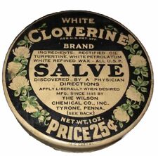 Vintage 1950s White Cloverine Brand Salve Tin picture