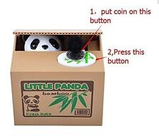 Automated Itazura Stealing Panda Coins Piggy Bank Money Saving Box Case Gift picture