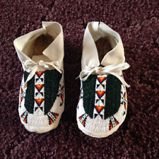 Old American Sioux Style Suede Leather Handmade Beaded Moccasins HBM112 picture