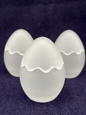 (3x) Midwest Of Cannon Falls Clear Satin Glass Cracked Egg Trinket Box Easter picture