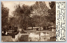 Davenport IA-Iowa, Central Park Lake Scene Landscape,  Vintage 1907 Postcard picture