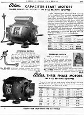 1946 Print Ad of Atlas Capacitor Start & Three Phase Motor picture