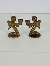 Vintage Pair of Bronze Angel Candlestick Holders picture