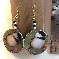 Vintage Chickadee Bird Earrings, New Never Worn , Made By Gary Clark , Reversibe picture