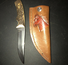 custom handmade stag DARK HORSE KNIVES KNIFE nicholasville ky TOOLED SHEATH picture