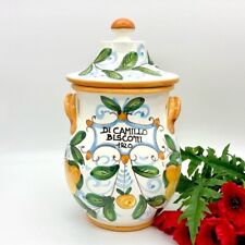 Italian Pottery DiCamillo Potbelly Biscotti Cookie Jar Italy Tuscan Painted Pear picture