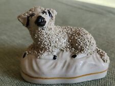 Old Miniature Staffordshire Lying Sheep Lamb Figurine picture