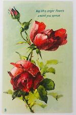 Vintage Embossed Postcard May Life's Bright Flowers Around You Spread  picture