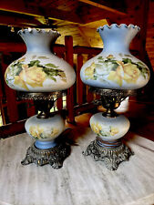 VTG Gone with the Wind Pair Of Lamps GWTW Hand Painted Flowers Hand Signed picture