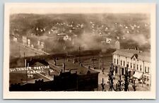 Carroll Iowa~South Portion Birdseye~Train Crosses Main Street~Poultry~1910 RPPC picture