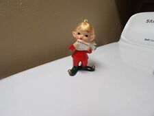 VINTAGE NAPCOWARE JAPAN CHRISTMAS PIXIE ELF PLAYING FLUTE FIGURINE with hair picture