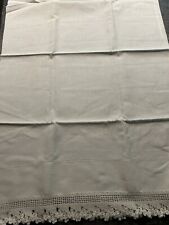 Set Of 2 Vintage White Cotton Pillowcases with Beautiful Crochet Trim 24” X 46” picture