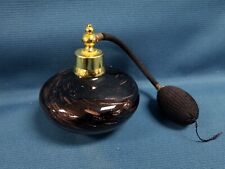 Black Amethyst Copper Iridescent Art Glass Hand Blown Perfume Bottle Atomizer ^ picture