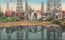 Oil Rig Reflections In A Lake Of Oil 1910s Industrial Pollution Postcard picture