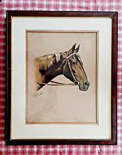 Antique Original Jean-Marie Rivet Antique Color Litho, Signed Horse portrait picture