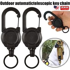 2x Retractable Key Chain Heavy Multi-Functional Wire Rope Buckle Key Holder USA picture