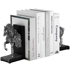 1 Pair Decorative Bookends in Silver Resin Sculptural Cavalry War Horse picture