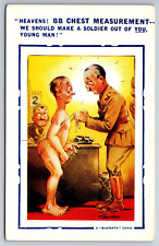 Vintage Postcard Humor Cartoon Funny Naked Man Soldier Physical Doctor picture