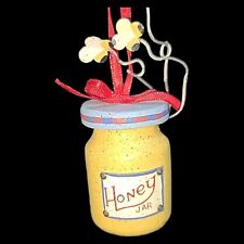 Vintage Wooden Honey Jar Christmas Ornament Metal Bumblebees picture
