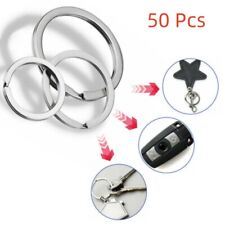 50pcs Round Key Ring 20/25/30mm Rustproof Split Ring Keychain Stainless Steel US picture