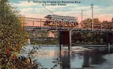 Postcard Electric Car Crossing the Republican River at Fort Riley, Kansas~130008 picture