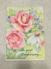 Vintage 1999 Unused Floral Anniversary Card Made In USA picture