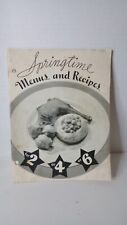 Vintage 1935 Springtime Menus and Recipes for 2 or 4 or 6 cook Booklet picture