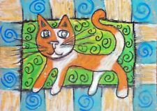 ACEO American Shorthair Cat Art Print 2.5 x 3.5 Modern Pop Orange and White picture