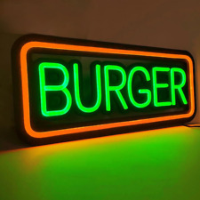 LED Neon Burger Sign Ultra Bright Silicone Neon with Black Base for Beer Bar Cof picture