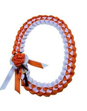 Grosgrain Ribbon Graduation Leis ，Orange & White School Colors  picture