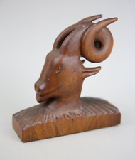 Vintage Mid Century Sculpture Big Horn spiral Rams Horn Sheep Figure Hand Carved picture