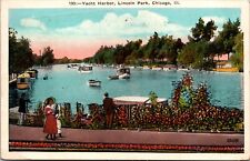Yacht Harbor Lincoln Park Chicago Illinois IL 1920s Postcard  picture