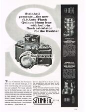1958 Steinheil f1.9 Auto-Flash Quinon 55mm lens Exakta 35mm Camera Vintage Ad picture