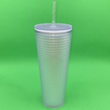 Starbucks 2022 Spring Soft Touch White Frosted Pearl Grid Iridescent Tumbler 24o picture