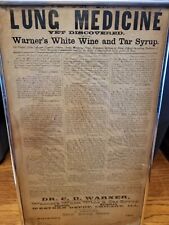 1875 RARE SIGN AD DR C.D.LUNG WARNER WHITE WINE TAR SYRUP WAPAKONETA OHIO DRUG picture