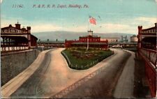 Reading PA P&R RR Train Station Main Depot c1916 Postcard picture