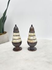 Vintage Mother Of Pearl & Brass Salt & Pepper Shakers, India Boho picture