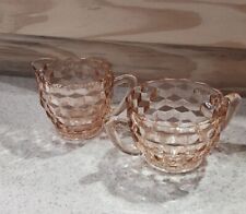 Pink Depression Glass Jeanette Cube/Cubist Cream and Sugar Dish picture